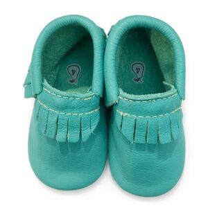 Freshly Picked Teal Fringe Baby Moccasins